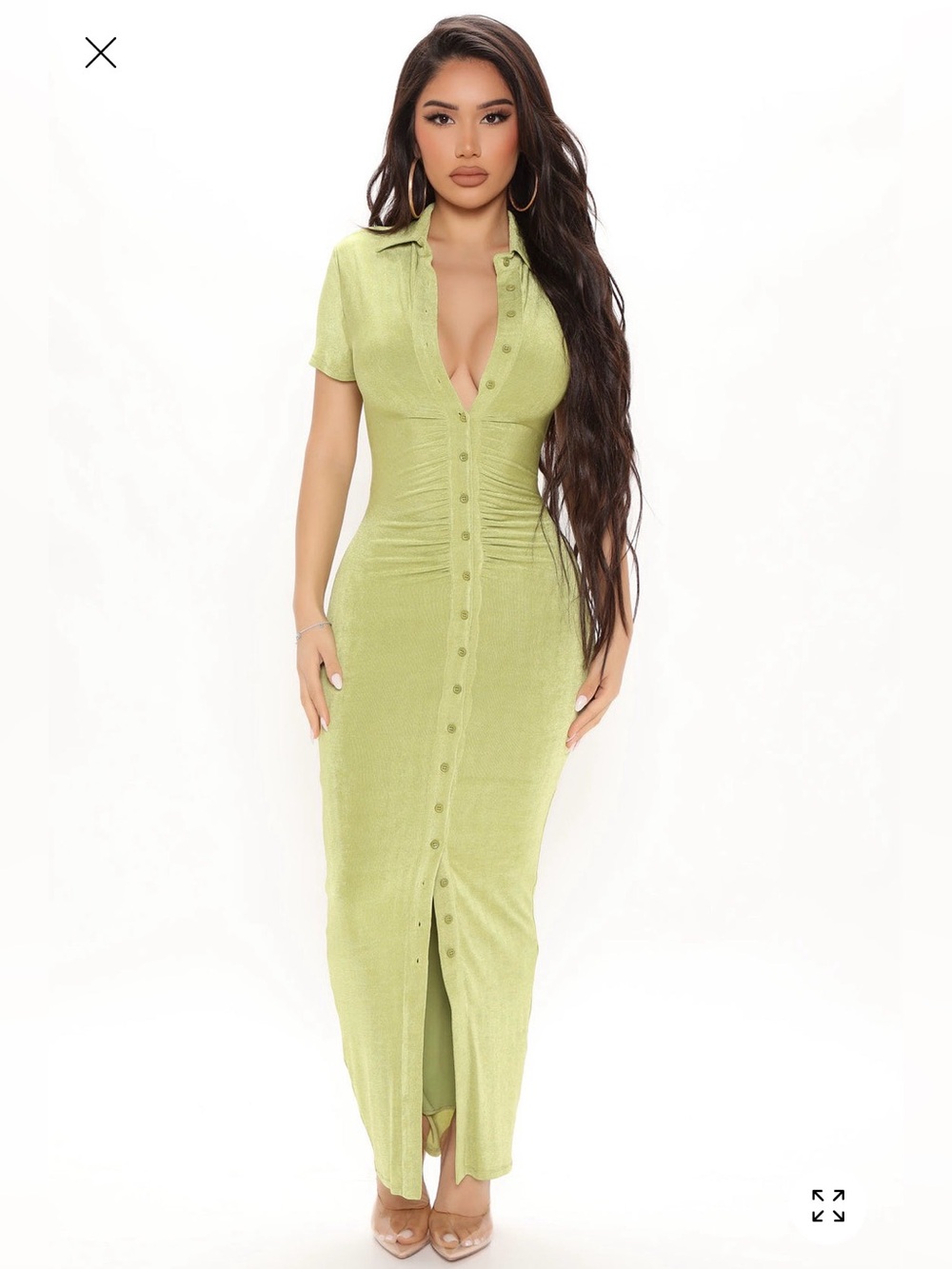 Fashion Nova Silky Smooth Slinky Maxi Dress: Chartreuse